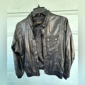 Malcolm Smith Vintage Black Bomber Genuine Leather Size 40 Men’s Y2K